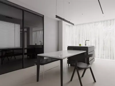 Modern living room dining room interior scenes 490 3D model