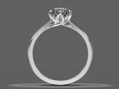 Engagement Solitaire Ring with Round Cut Stone 3D print model 3D print model