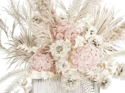 Bouquet Of Dried Flowers  Hydrangea Pampas Vase 491 3D model