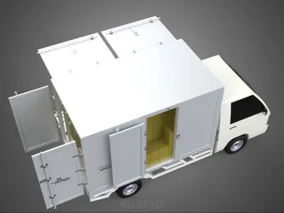 UTE BOX TRUCK PICKUP CARGO FREIGHT CUBE VAN 3 WAY WIDE DECK CAR 3D model