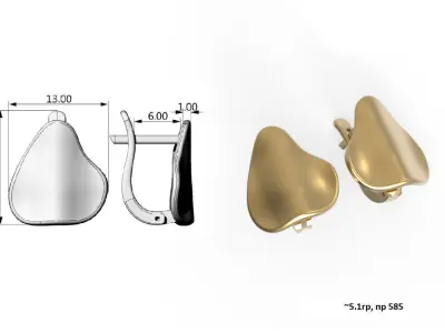 G0111 two gold plated earrings Free 3D print model