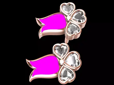 Heart Flower earrings 3D print model