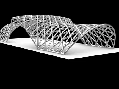 Pavilion Triangulated Wireframe Architecture Parametric v3 3D model