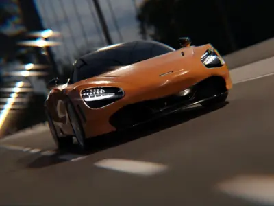  animated car driving on the road Low-poly 3D model