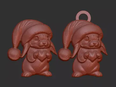 christmas rabbit decor  3D print model