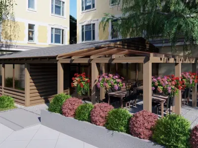 3D model of the cafe extension 2 versions Free 3D model