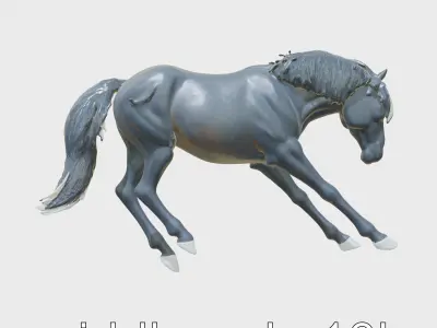 Majestic Black Friesian Horse in Motion Low-poly 3D model