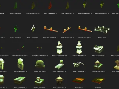 Cemetery Toon Kit Low-poly 3D model