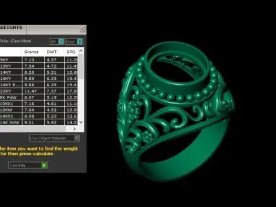 silver gemstone ring 3D print model