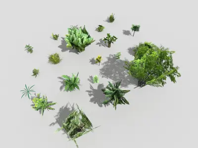 low poly foliage pack Low-poly 3D model