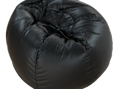 Round Leather Bean Bag 3D model