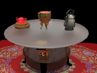 Chinese wine vessel and cup  3D model