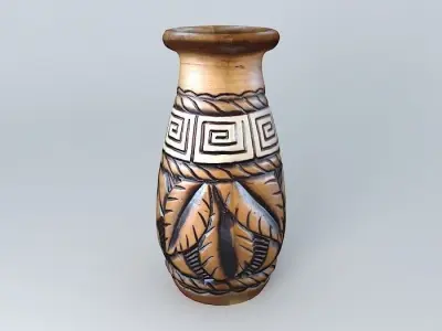 Jarron vase with leaves Free 3D model