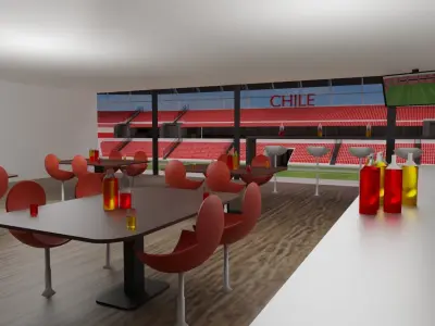 Chile Football Stadium and Interiors Low-poly 3D model