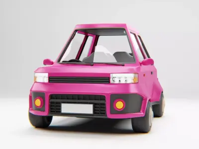 Cartoon car 3D model - Textured and UV Mapped