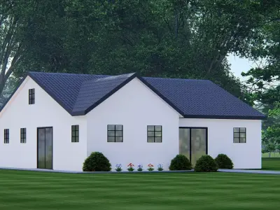 American Exterior House Design  Classic Modern Country Home  3D model