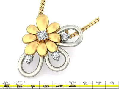 Solitaire Women Pendant 3dm STL OBJ FBX Renders Details 3D print model 85
