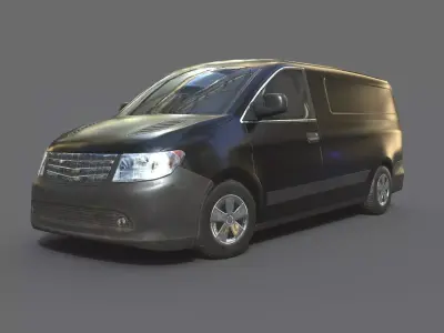 Generic Minivan Black Low-poly 3D model
