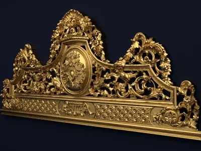 Classic Carved Bed 3D model 08 3D model
