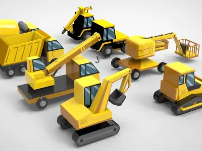 Construction Trucks Free low-poly 3D model