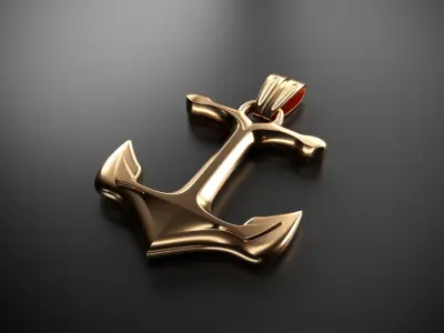 Anchor gold pendant 3D model