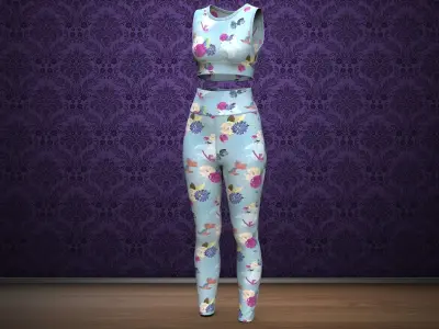 Crop Top and Leggings Set 3D model
