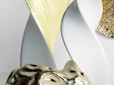 Decor collection Candle and figurine of an elephant 3D model