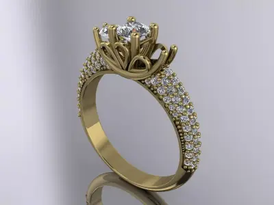 Elegant Diamond Ring Brand Gold 3D print model purchase
