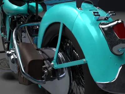 Oldschool Classic Motorcycle  Low-poly 3D model