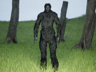 Hairy Beast Rigged - 4K PBR UE4 UE5 Asset Free low-poly 3D model