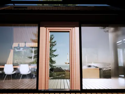 Wooden Door with Full Glass Frame Low-poly 3D model Free low-poly 3D model