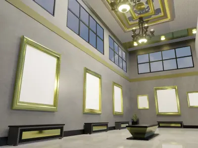 GALLERY SPACE - LOW POLY MODEL - WITH CLASSIC AND SCIFI STYLE Low-poly 3D model