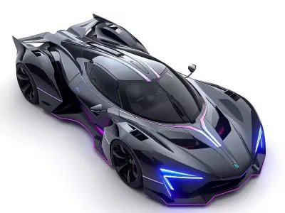 Luxury Silver sport Hypercar 3D Model Low-poly 3D model