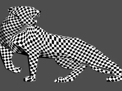 Low Poly Tiger Sculpture  Low-poly 3D model