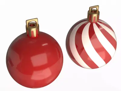 Assorted Christmas Ball Ornament Set Low-poly 3D model