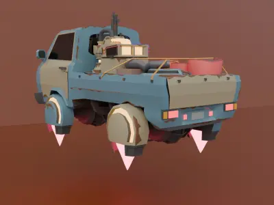 Sci-fi Flying Car Low-poly 3D model