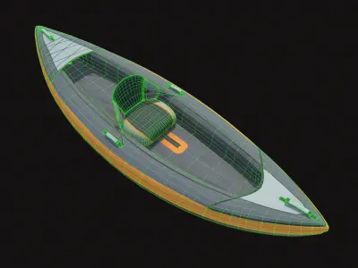 Inflatable Kayak without paddle Low-poly 3D model