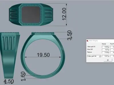 Jewelry Mens Ring Gold 3D print model 4