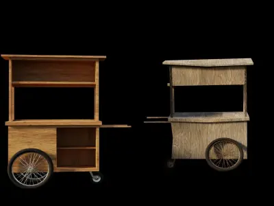 Cart and broken cart Low-poly 3D model