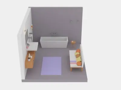 Low-poly Cartoon Bathroom Pack Free low-poly 3D model