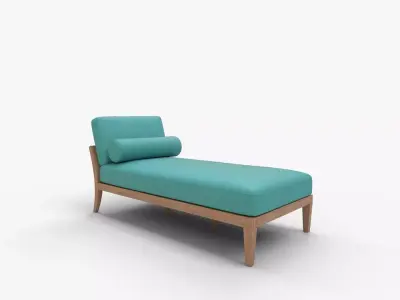 Fabric Chaise Lounges Single Sofa Chair Rolled Accent Pillow 3D model