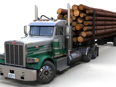 Peterbilt 379 log truck Low-poly 3D model