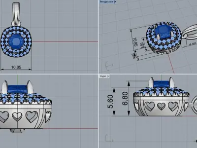 Cushion halo pendant model 629 3D print model