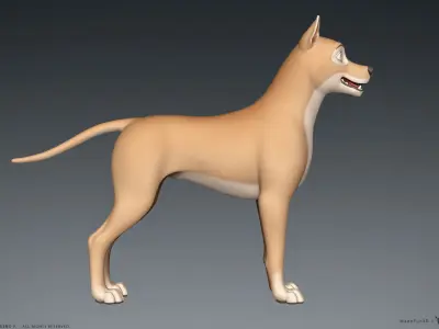 Stylized Cartoon Dog Low-poly 3D model