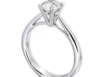 stl file solitaire diamond engagement ring gold 3D print model buy