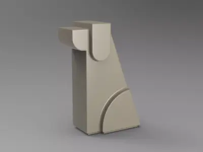 Abstract Dog-Cat Figurine - Minimal Home Decor Sculpture Low-poly 3D model