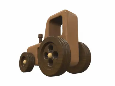 Wooden tractor toy 10 Free 3D model