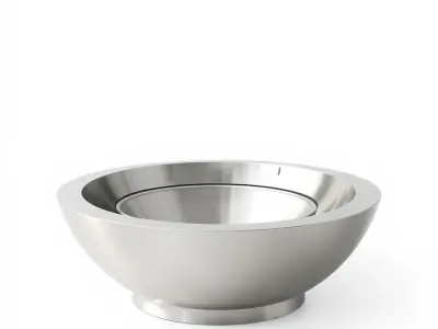 Sleek Metal Bowl D Model Pack Low-poly 3D model