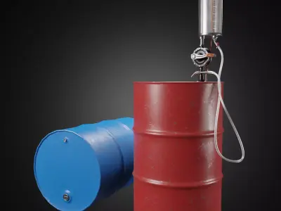 Vintage gasoline pump is a manual style 3D model