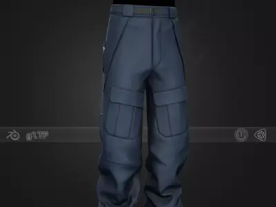 Blue Snowboard Pants Style 3 Low-poly 3D model